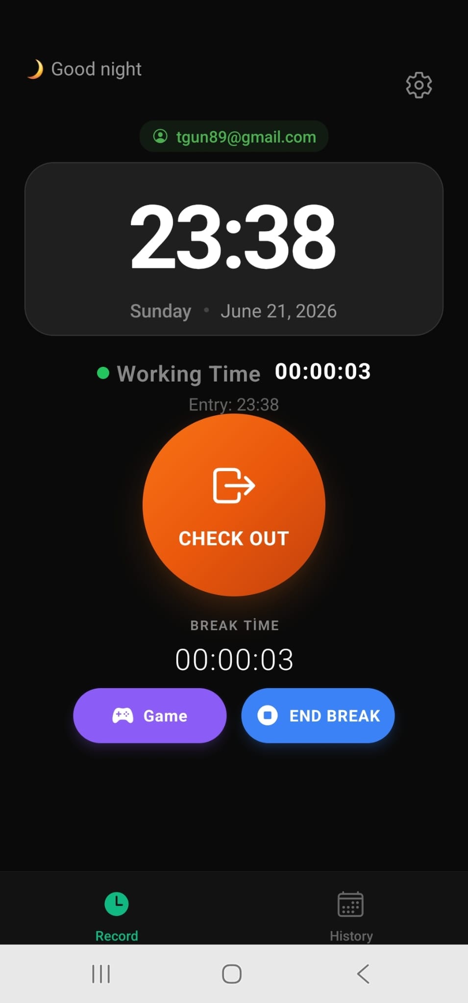 KlickZeit active session